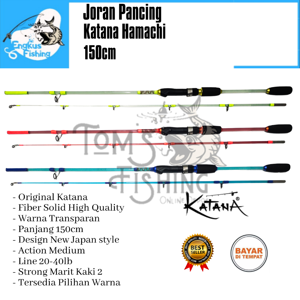 Joran Pancing Katana Hamachi 150cm Transparan Fiber Solid (Marit Kaki 2) Lentur Murah - Engkus Fishing