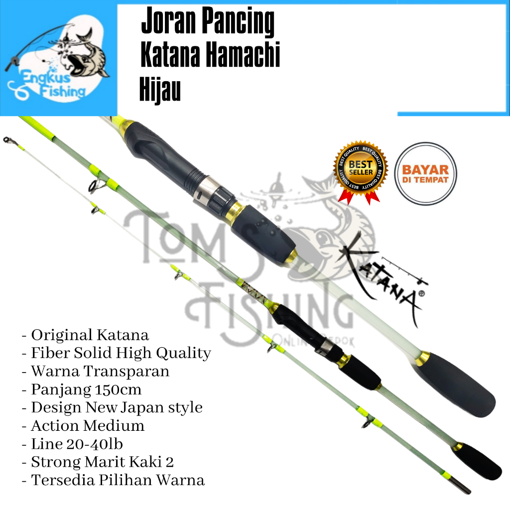 Joran Pancing Katana Hamachi 150cm Transparan Fiber Solid (Marit Kaki 2) Lentur Murah - Engkus Fishing