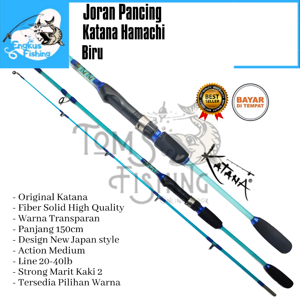 Joran Pancing Katana Hamachi 150cm Transparan Fiber Solid (Marit Kaki 2) Lentur Murah - Engkus Fishing