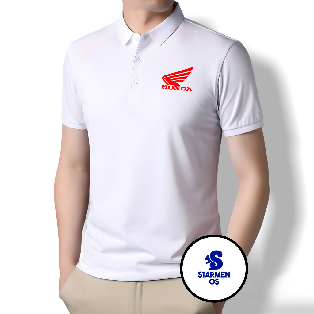 Kaos Wangki Polo T-Shirt Pria Kerah Polos Logo HONDA MERAH ( 20 WARNA ) Part 1