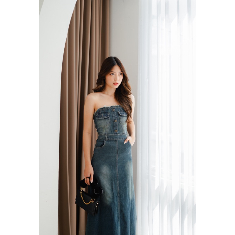 [ Keyclothingline ] Keith Denim Dress / Dress Midi Jeans