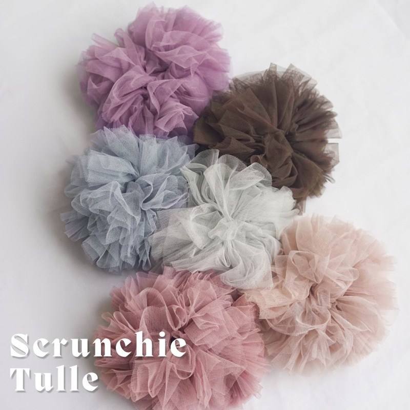 SCRUNCHIE TULLE IKAT RAMBUT SOFT TILE SCRUNCI SCRUNCHI CEPOL HIJAB JUMBO