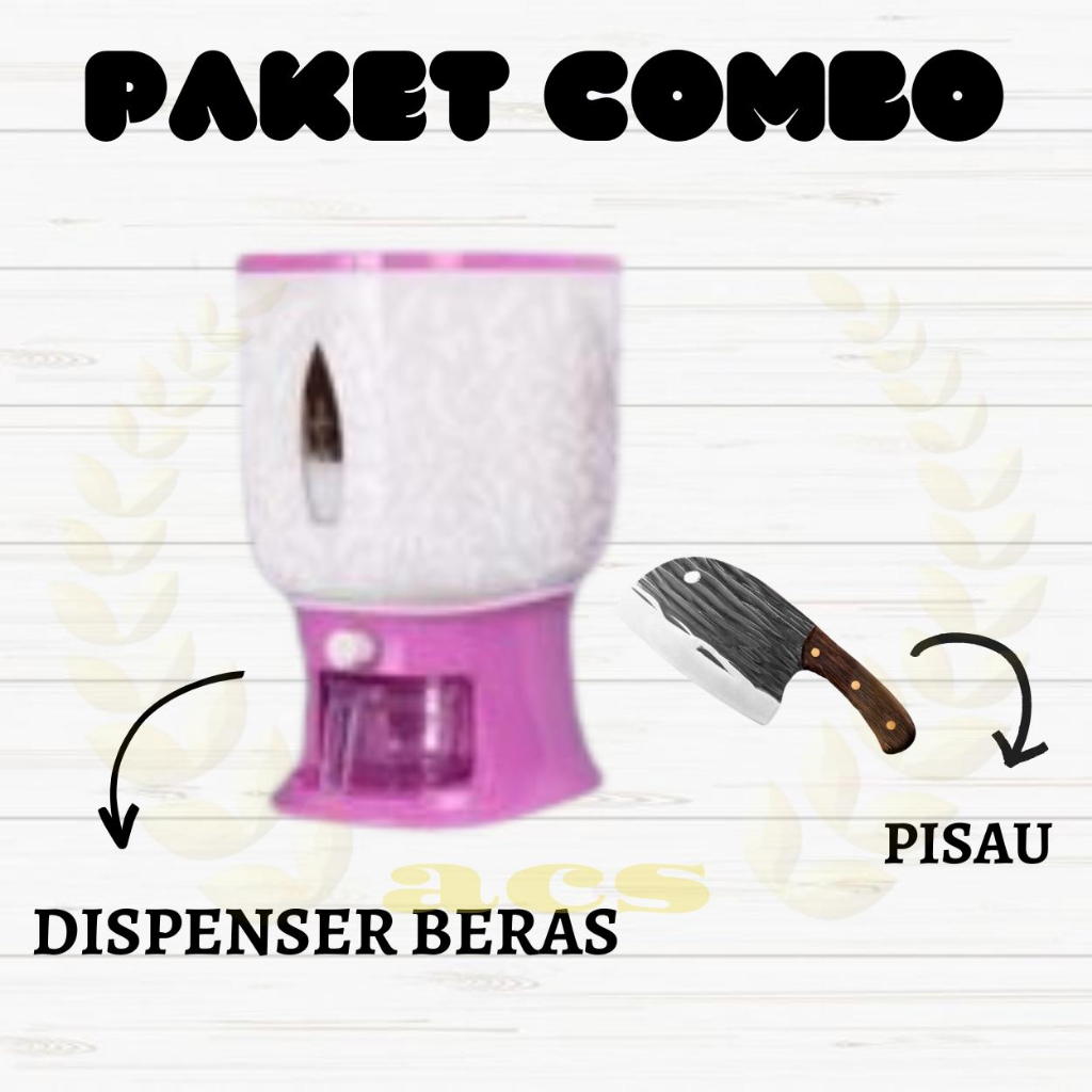 CS PAKET COMBO DISPENSER BERAS + PISAU KOKI