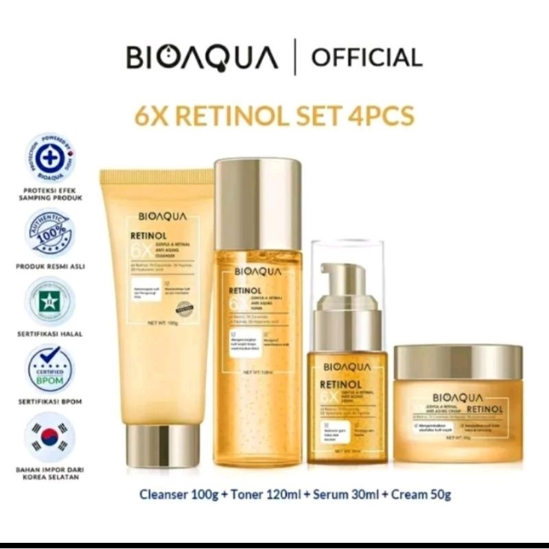 BIOAQUA Retinol 6X Gentle-A Retinal Anti Aging Serum / Cream / Cleanser Bio Aqua