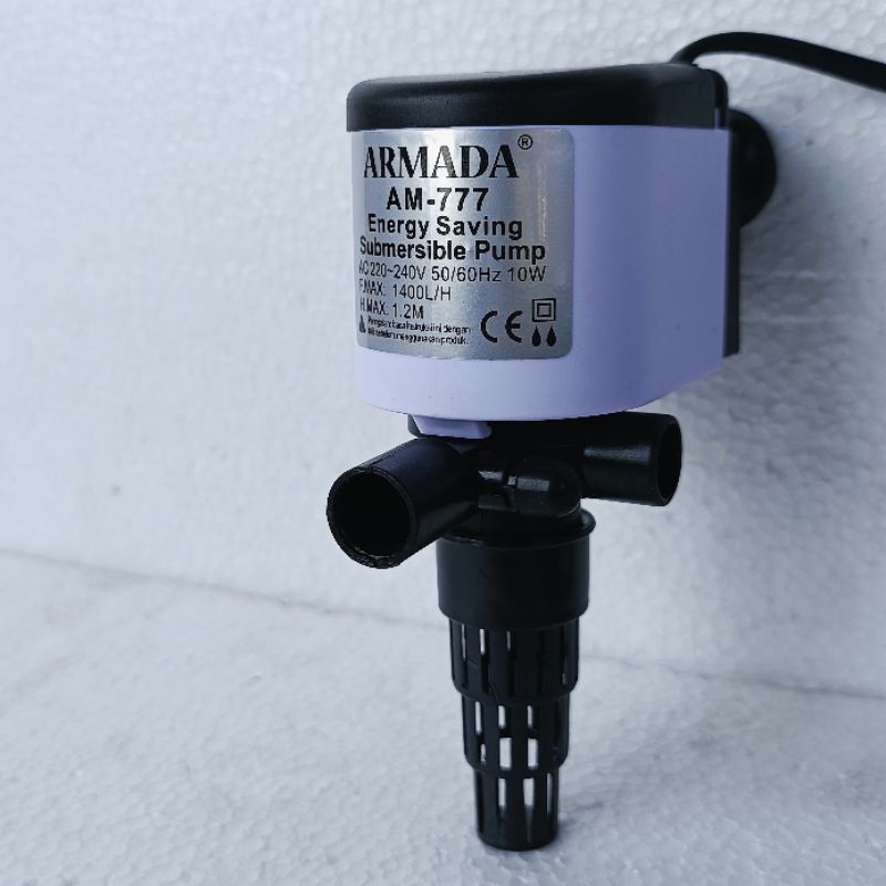 TOP FILTER ATAS ARMADA AM 777 waterpump celup aquarium water pump akuarium ph submersible 1400 Lph liter per jam mesin pompa full set ukuran box sedang murah