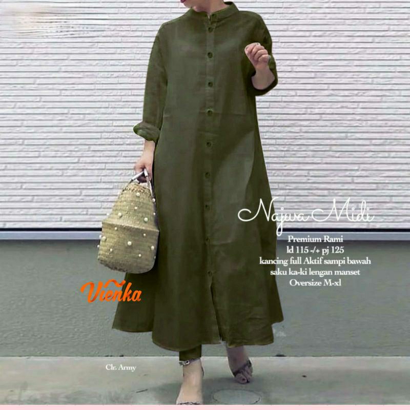 NAJWA MIDI DRESS KATUN LINEN JUMBO LD 115