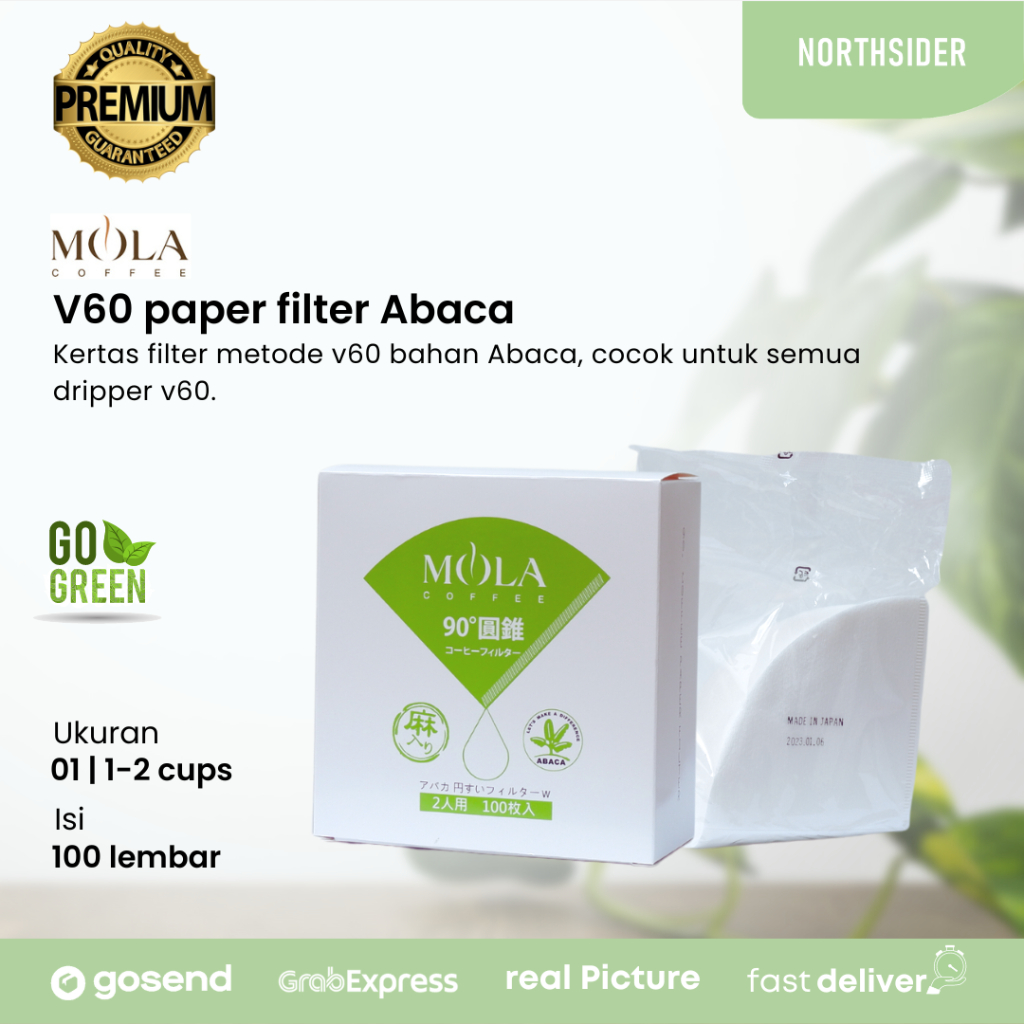 MOLA paper filter V60-02W ABACA / kertas filter kopi 100 Pcs White