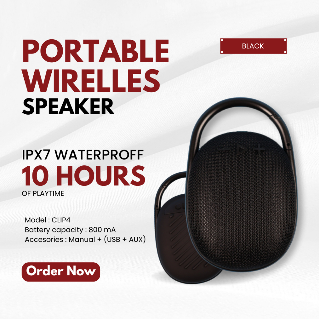 Speaker Bluetooth Wireless Portable Clip 4 IPX7 Waterproff