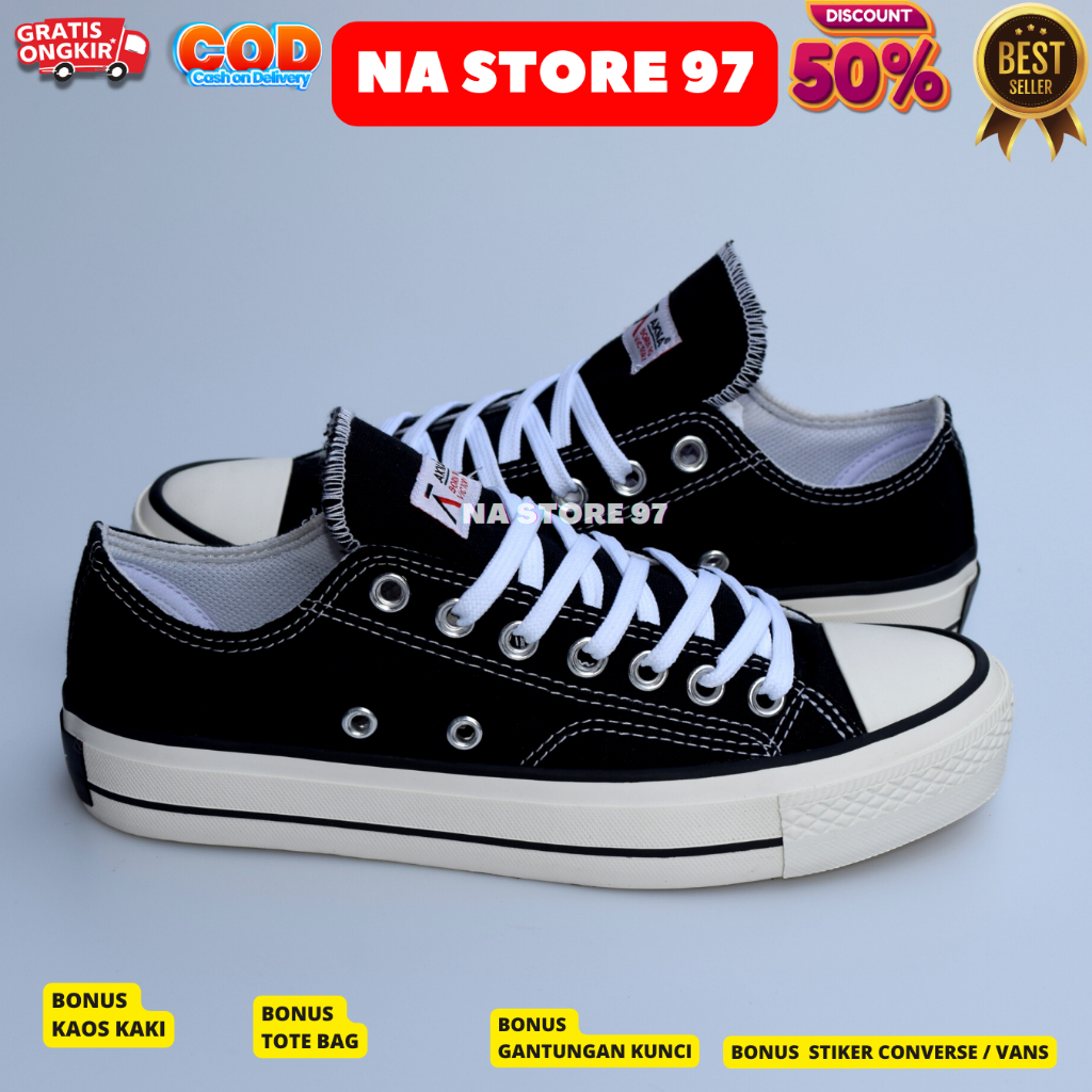 Sepatu AKNA Elio Hitam Pendek Sneakers Kasual Pria Wanita