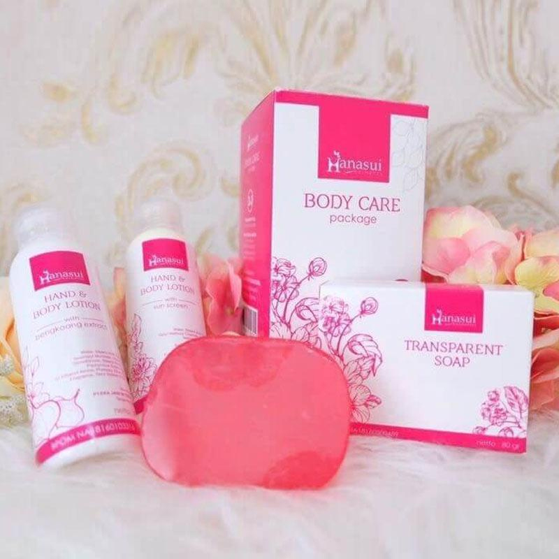 Paket Whitening Hanasui Body Care 3 in 1 Brightening Handbody Bodi Body Lotion Soap Sabun Pemutih Pencerah Kulit Badan Tubuh Pria Wanita Ampuh dan Cepat Putih Permanen BPOM Original 100%