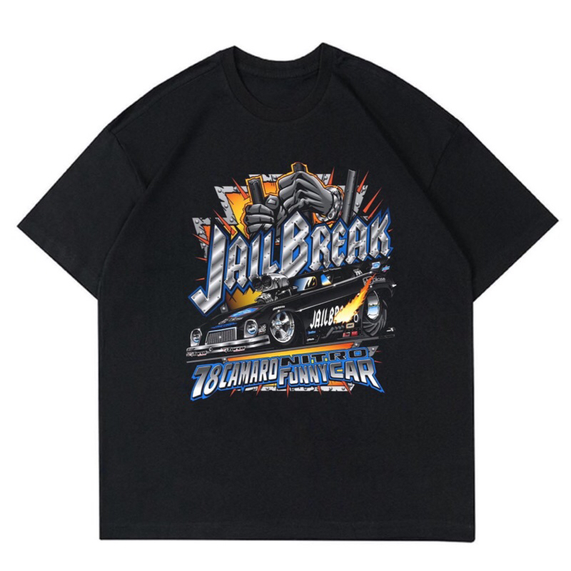 KAOS BAJU NASCAR JAIL BREAK - 78 CAMARO | T-SHIRT NASCAR RACE CAMARO VINTAGE | BAJU HITAM PRIA NASCA