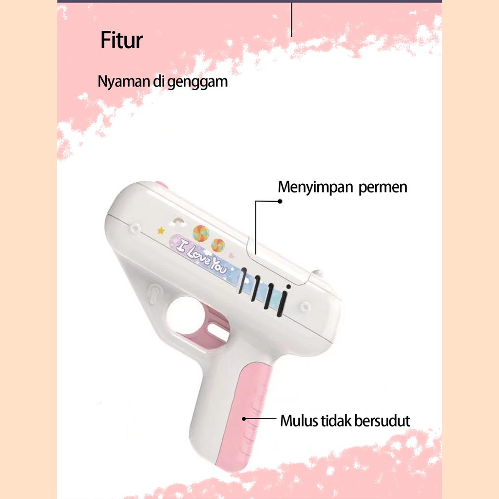 Mainan Pistol Permen Lolipop Candy Gun Lollipop Tembakan Hadiah Anak