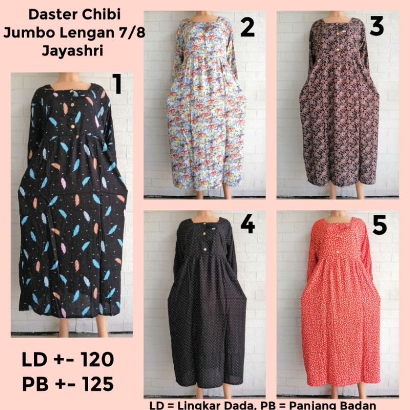 DASTER CHIBI JUMBO LENGAN 7/8 KERUT JAYASHRI LD +- 120 RAYON PREMIUM ADEM BUSUI FRIENDLY