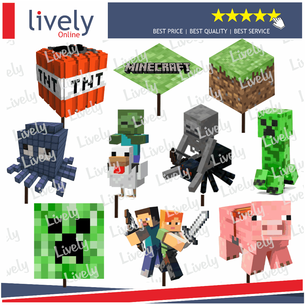 10 pcs Topper Hiasan Cupcake Minecraft