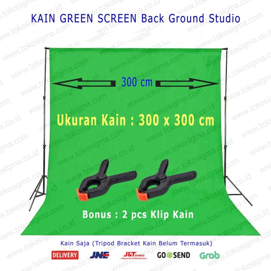 Kain Green Screen Background Backdrop Layar Katun Photo Studio 3x3 mtr