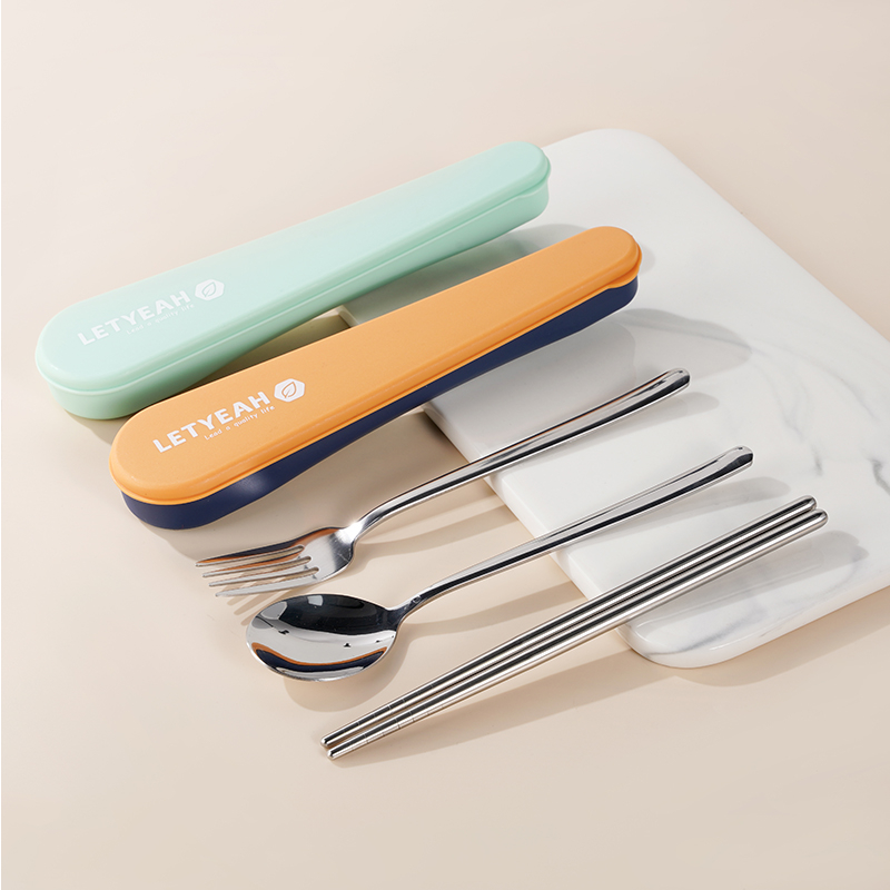Letyeah &amp; Anantagt Cutlery Set Korea Stainless Steel sumpit sendok garpu traveling peralatan makan