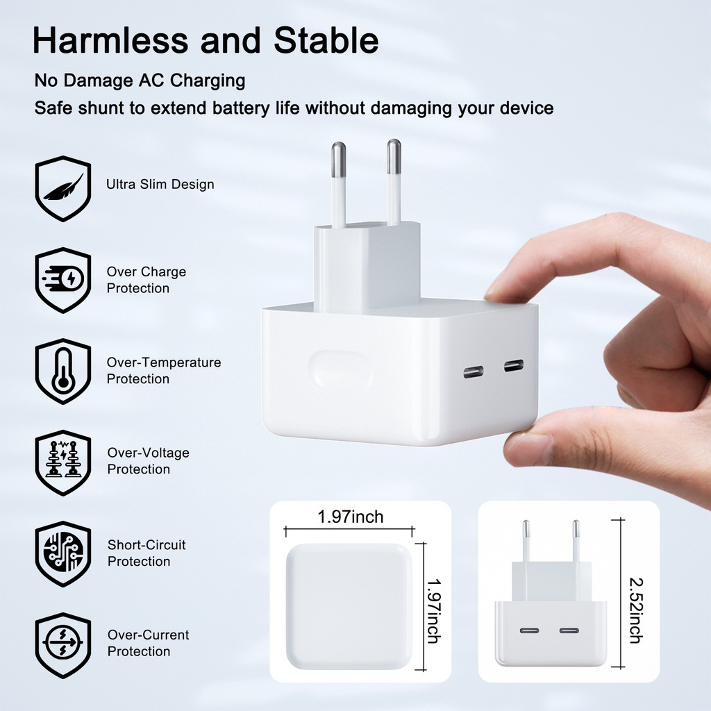 Batok Travel Adaptor Iph 35Watt Dual Usb C To Lightning Space