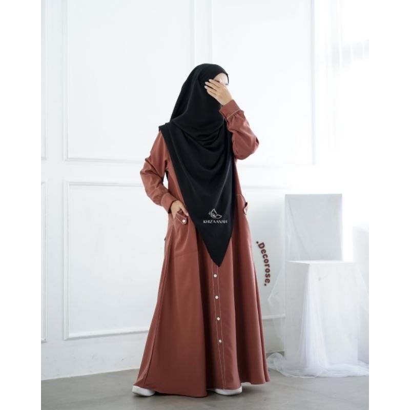 Abaya Button Line By Khizaanahsunnah / Abaya Polos / Abaya Hitam / Abaya Simple / Abaya Premium