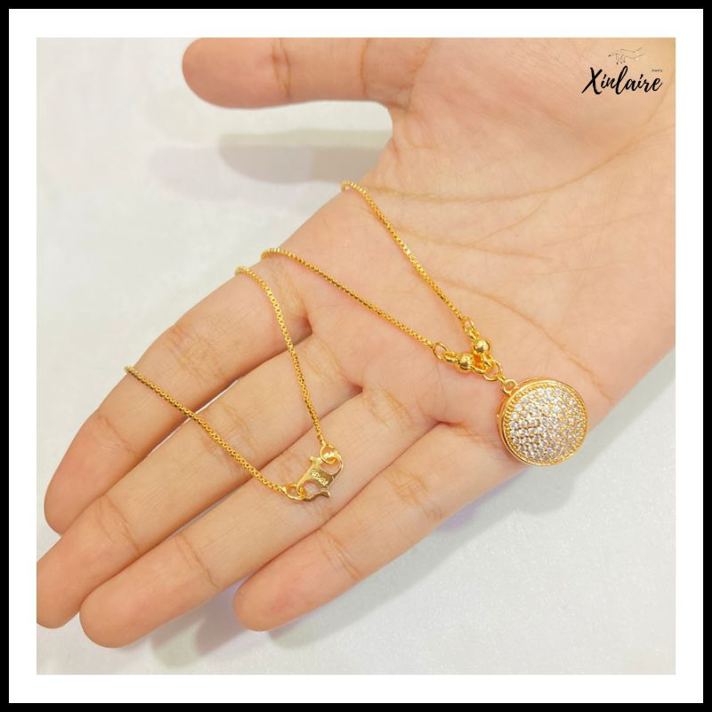 KalungKoye Permata Lapis Emas 18K Aksesoris Perhiasan Wanita Asesoris Xuping Emas Imitasi Impor