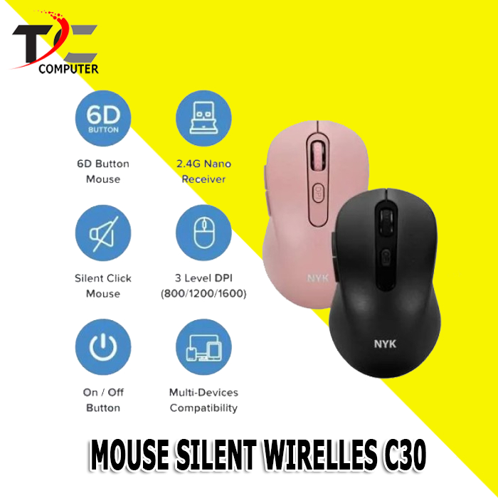 Mouse Wireles C30 Silent Click Mouse NEW NYK