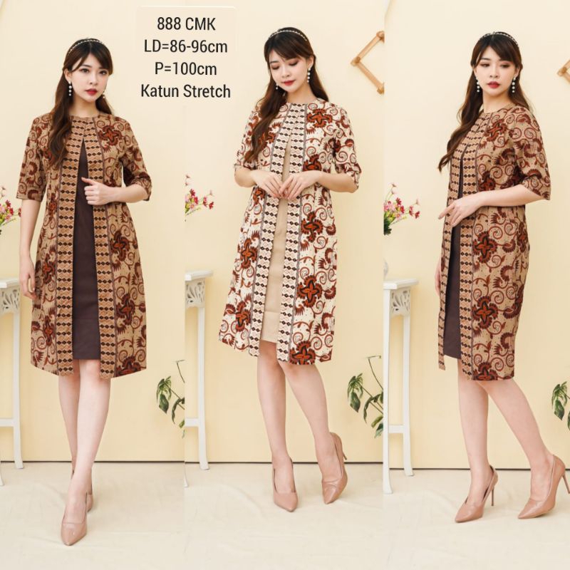 DRESS BATIK NARA TERUSAN KERJA KANTOR WANITA 888 MURAH  BAJU FASHION CANTIK