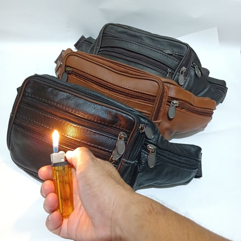 Tas pinggang waistbag kulit sapi asli /Tas slempang kulit