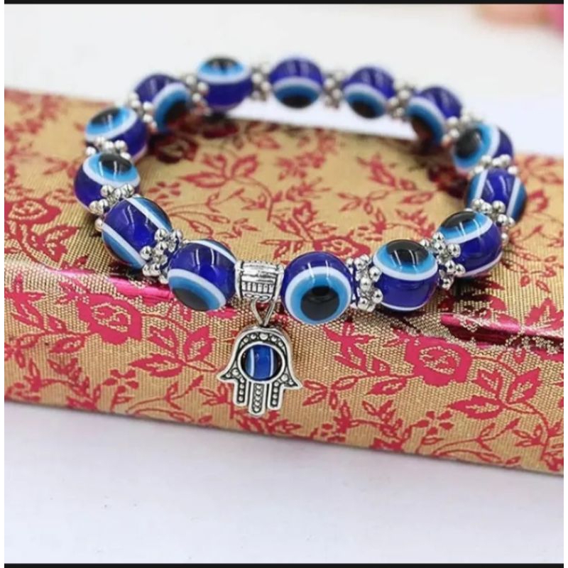 gelang keberuntungan evil eye turki - batu Obsidian fegsui pixiu naga