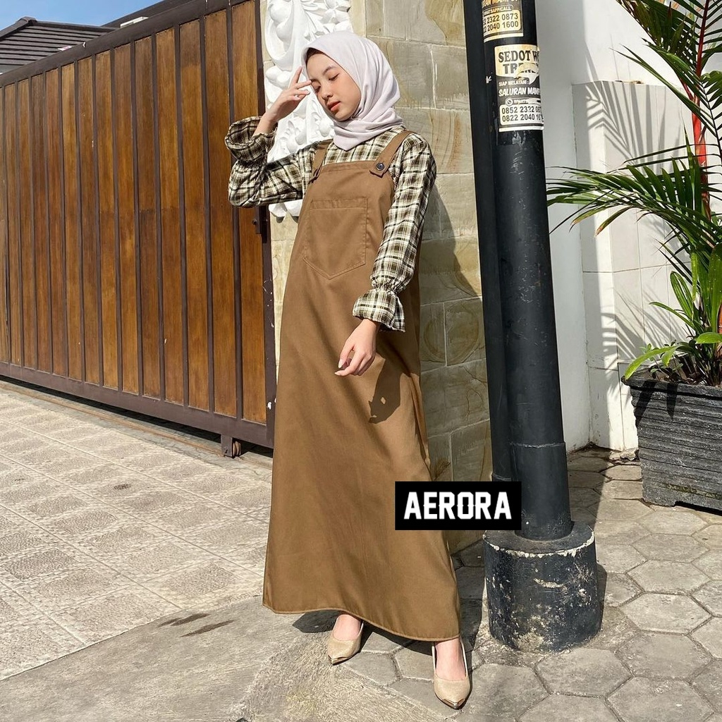 DS - ANYA OVERALL BASIC POLOS WANITA / AC OVERALL ROK MUSLIMAH KOREAN  STYLE / Baju Kodok Anya Overall Overal Rok Wanita Motif Polos