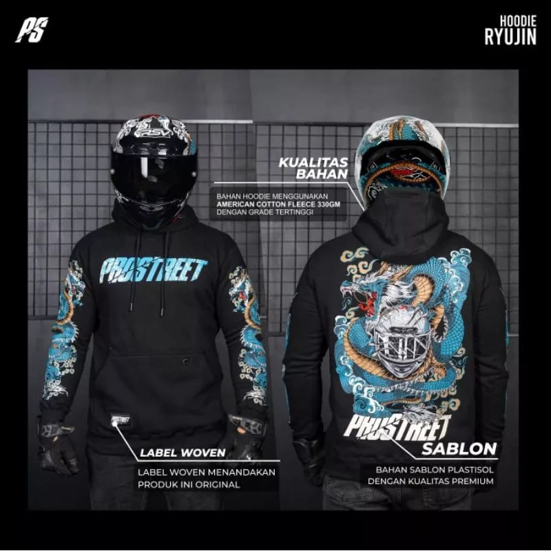 HOODIE PROSTREET RSV RYUJIN - HOODIE RYUJIN MOTOR SUNMORI - JAKET MOTOR SUNMORI