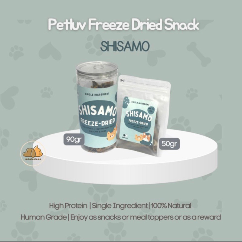 Petluv Shisamo Fish Freeze Dried Snack / Fish Treat Anjing Kucing Makanan Rawfood