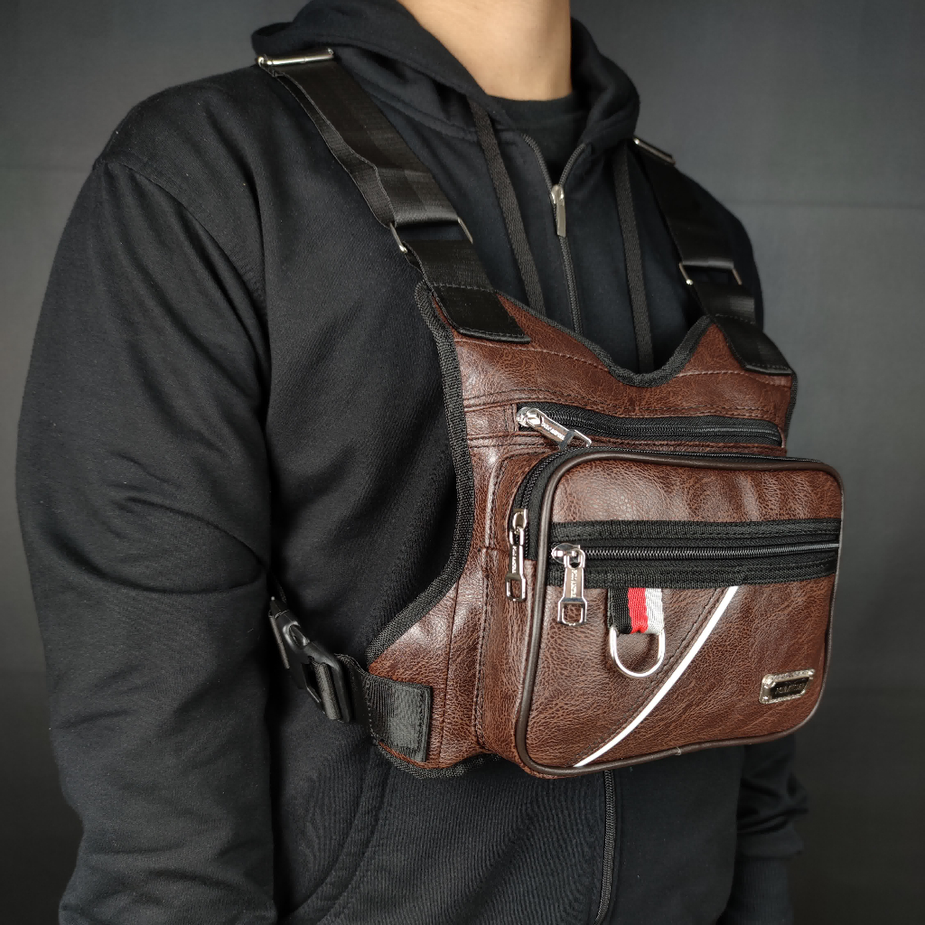 TAS SALEMPANG CHEST BAG CHEST RIG BAG TAS DADA KULIT PU LEATHER POLO AMSTAR
