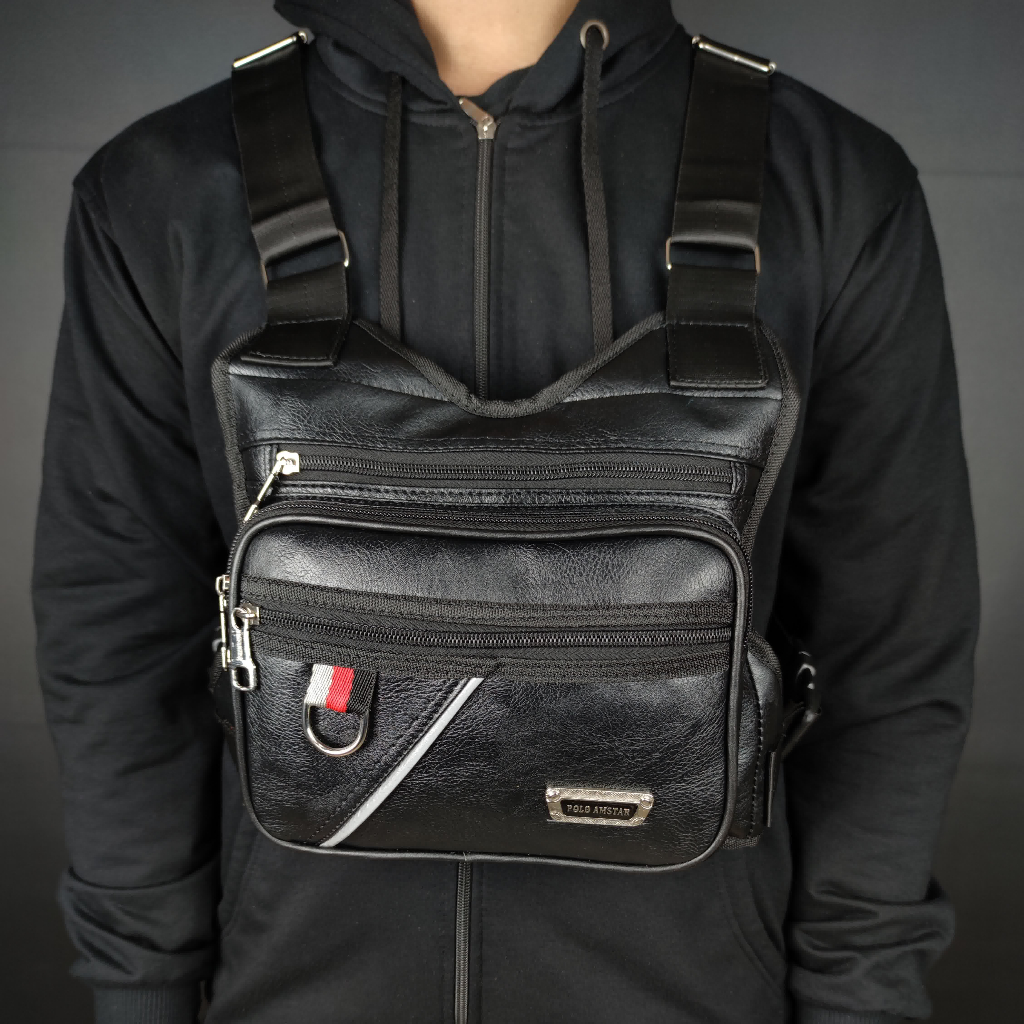 TAS SALEMPANG CHEST BAG CHEST RIG BAG TAS DADA KULIT PU LEATHER POLO AMSTAR