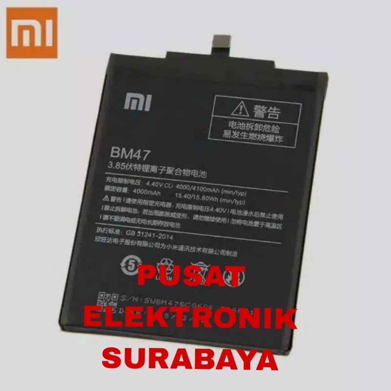 BATERAI ORIGINAL XIAOMI REDMI 4X / REDMI 3 / 3S/ 3x / BM47 - ORI 100%