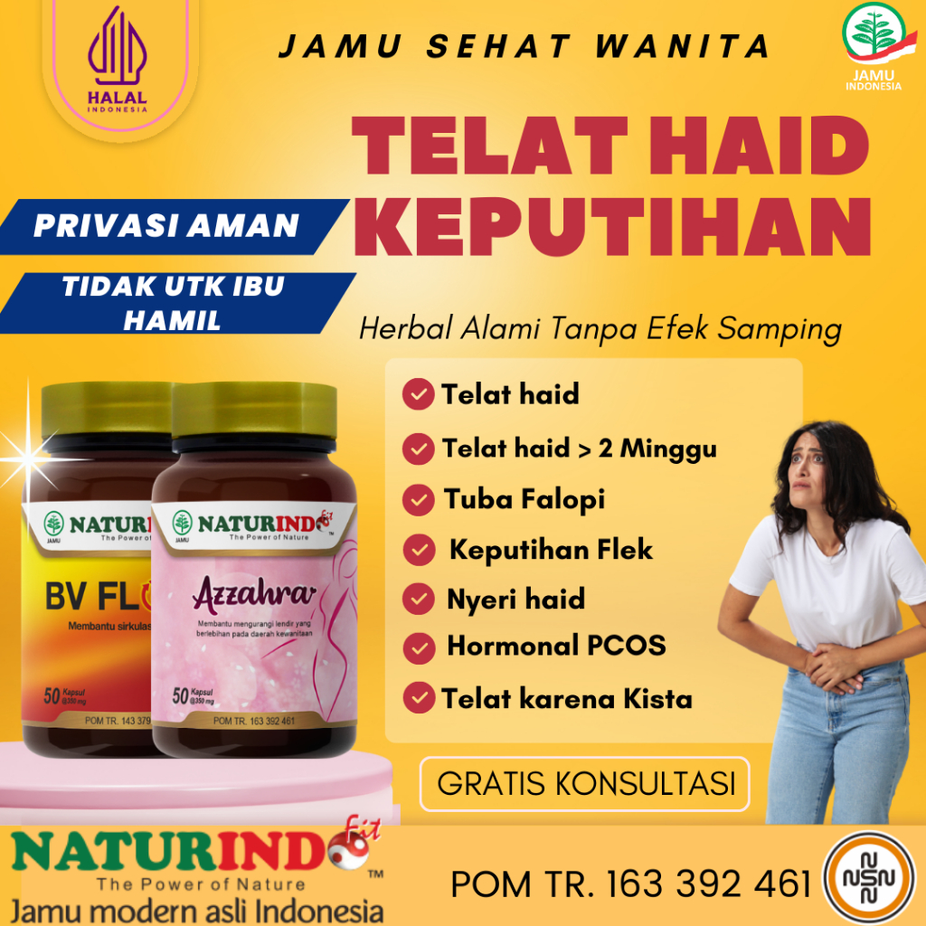 Obat telat dateng bulan pelancar pelancat haid keputihan nyeri haid manjakani lancar jamu keputihan gatal telat datang bulan Azzahra Naturindo