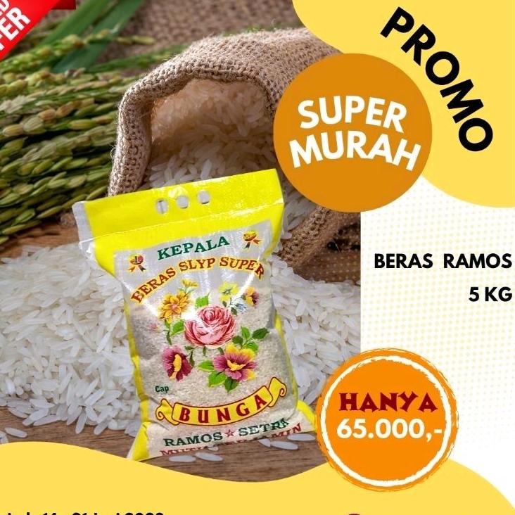 Beras Bunga 5Kg/ Beras Ramos 5Kg/ Beras setra ramos 5Kg/ Beras murah 5Kg