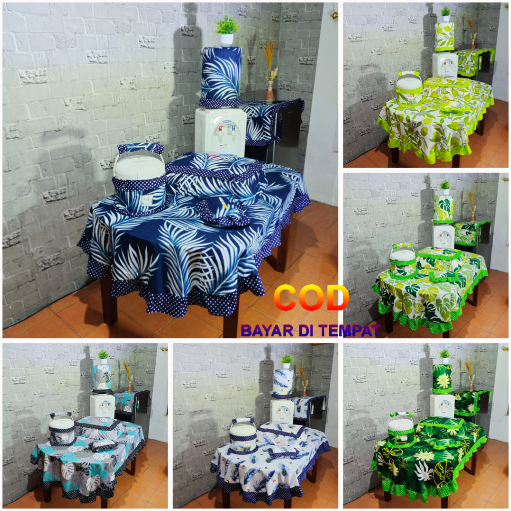 ✅COD (PAKET 8 PCS) KITCHEN SET TAPLAK MEJA MAKAN OVAL TUTUP KULKAS TEMPAT TISU SARUNG GALON MEJIKOM TUDUNG SAJI KOTAK PERSEGI PANJANG PERLENGKAPAN HIASAN DEKORASI PERABOTAN PERALATAN DAPUR RUMAH TANGGA MINIMALIS LENGKAP TERMURAH TERBARU