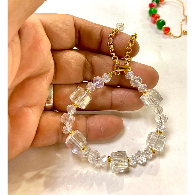 gelang titanium serut kristal