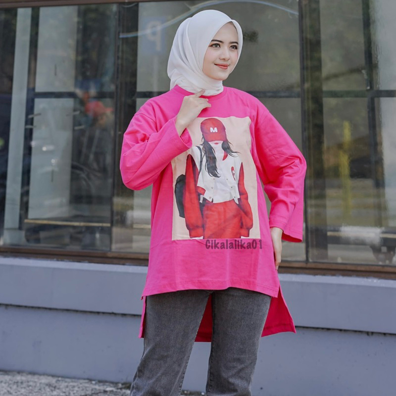 tunik kaos sablonprint kekinian