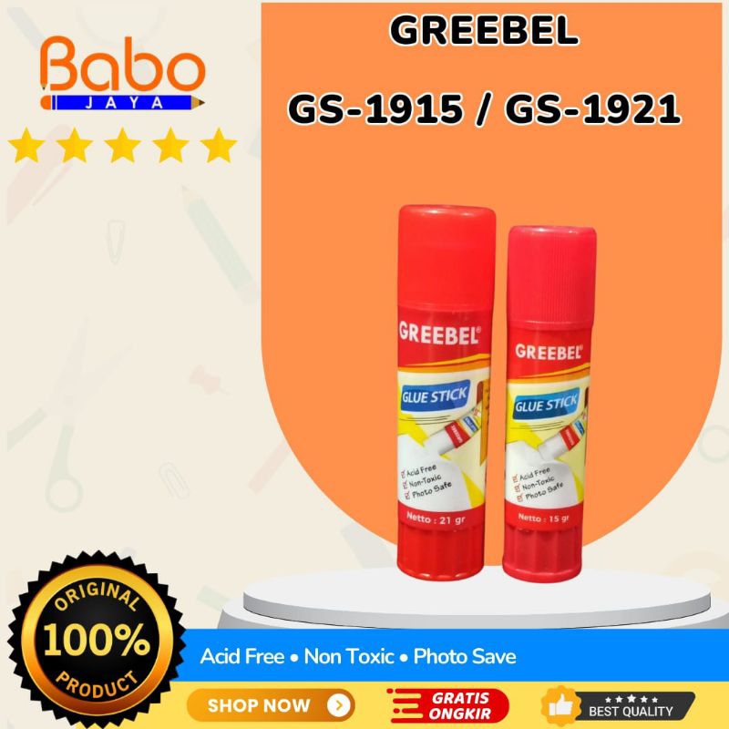 

BABO JAYA Lem Stick , Lem Kertas , Lem Batang , Glue Stick GREEBEL . Lem Perekat Non Toxic , Aman Untuk Anak-Anak Untuk Anak Sekolah / Perlengkapan Kantor .