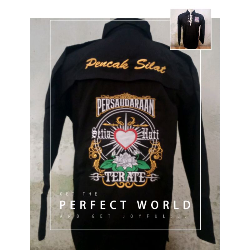 Sakral PSHT Bordir - Baju Sakral Atasan Warga PSHT Bordir Lengan Panjang Kerah Tali - Baju Atasan Sa