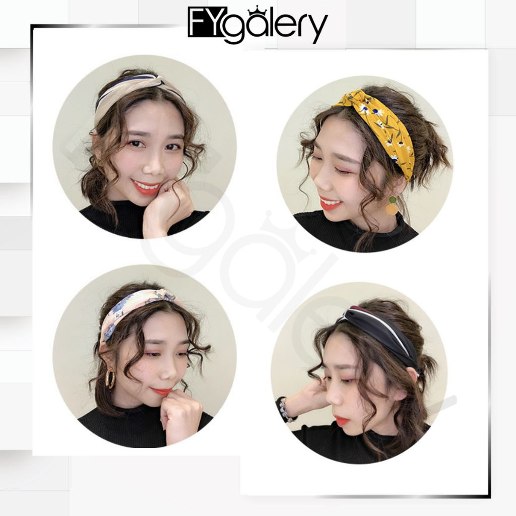 FYGALERY Bando Motif Wanita Korea Headband Bandana Simpul Cewek Fashion Kekinian