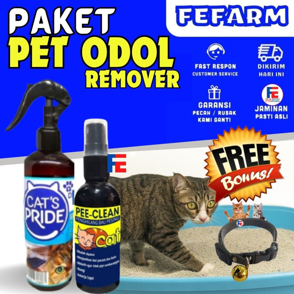 Paket Lengkap Pet Odor Remover Penghilang Bau Pesing Dan Kotoran Hewan FEFARM