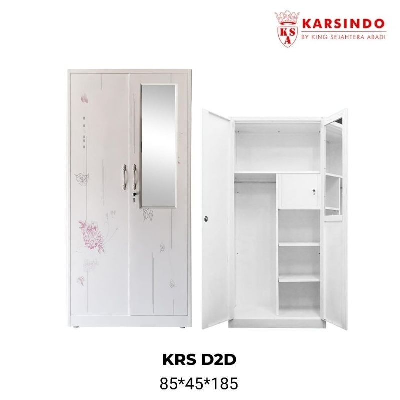 Lemari Pakaian Plat Besi 2 Pintu Swing D2