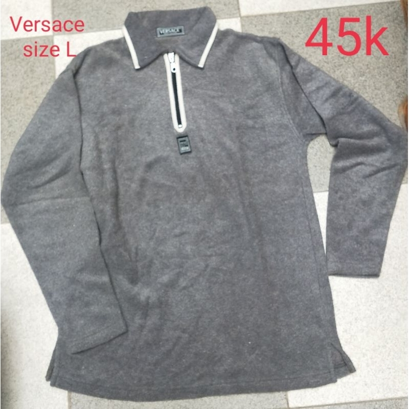 Kaos polo panjang pria polo shirt size L Versace preloved like new