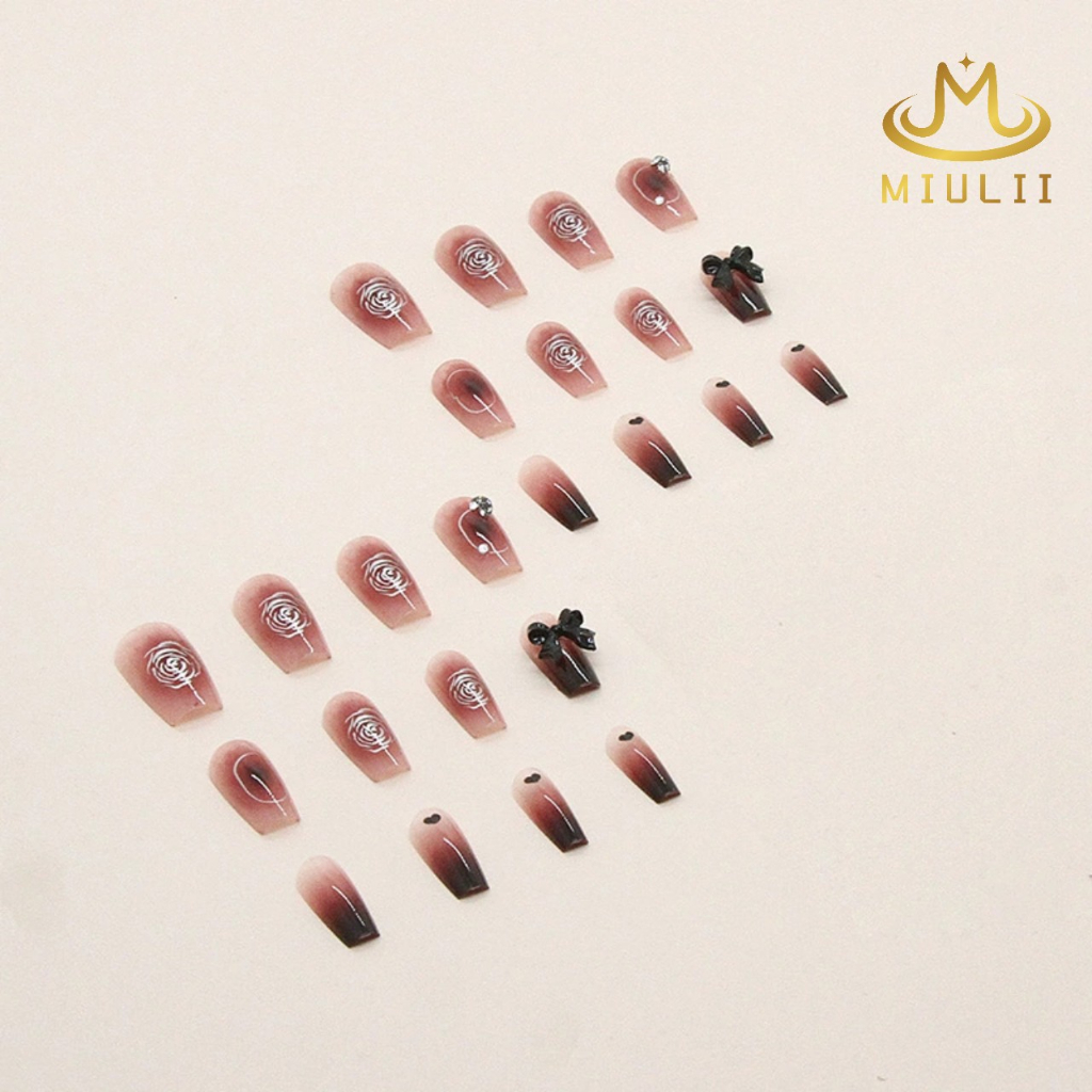 MIULII / KUKU PALSU A0749  / 24PCS / 3D / NAIL ART / PREMIUM / CUTE / FREE LEM JELLY / KUTEK