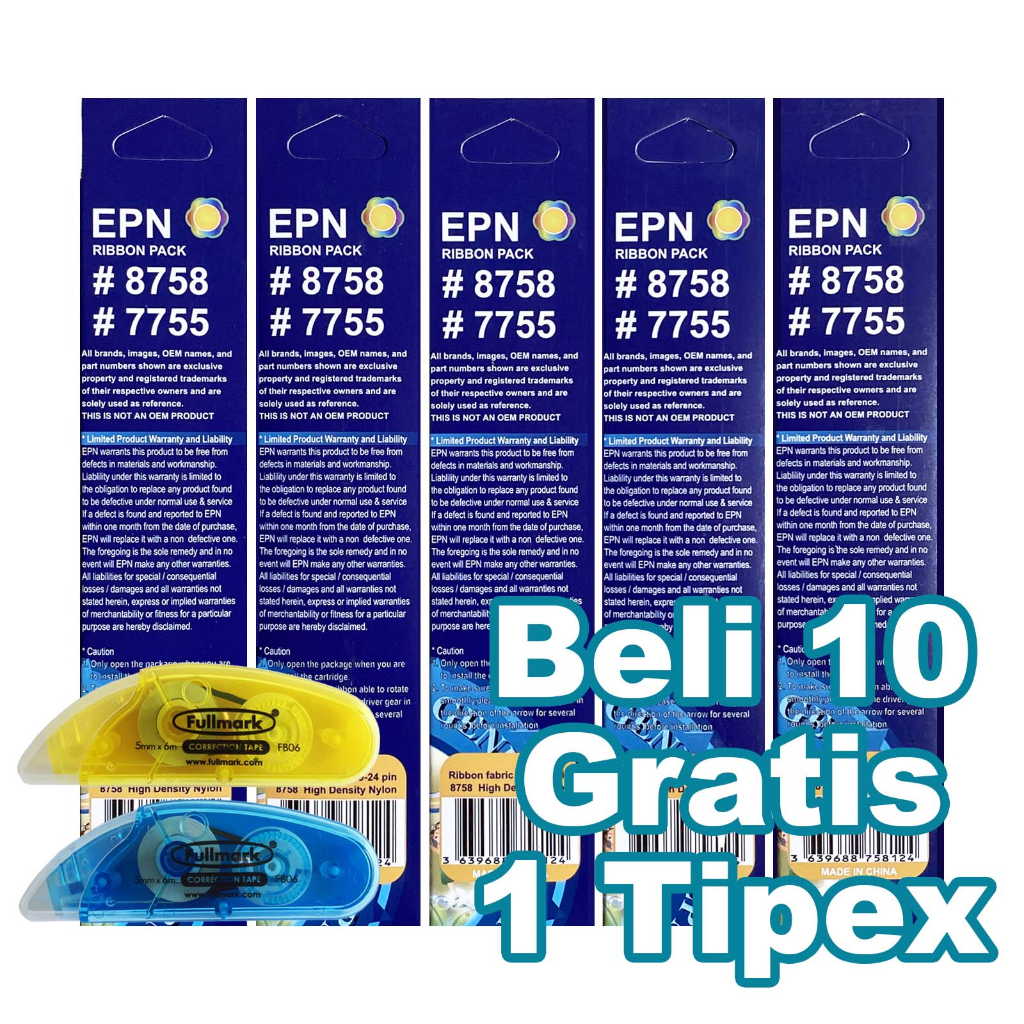 Pita 8758 7755 EPN Ribbon Pack 17,7 meter Printer Epson LX 300 LX 310 LQ 310 LX-300 LX300+ LX300+II LQ300+II 8750 Dot Matrix Pita Refill LX310 LQ 1170