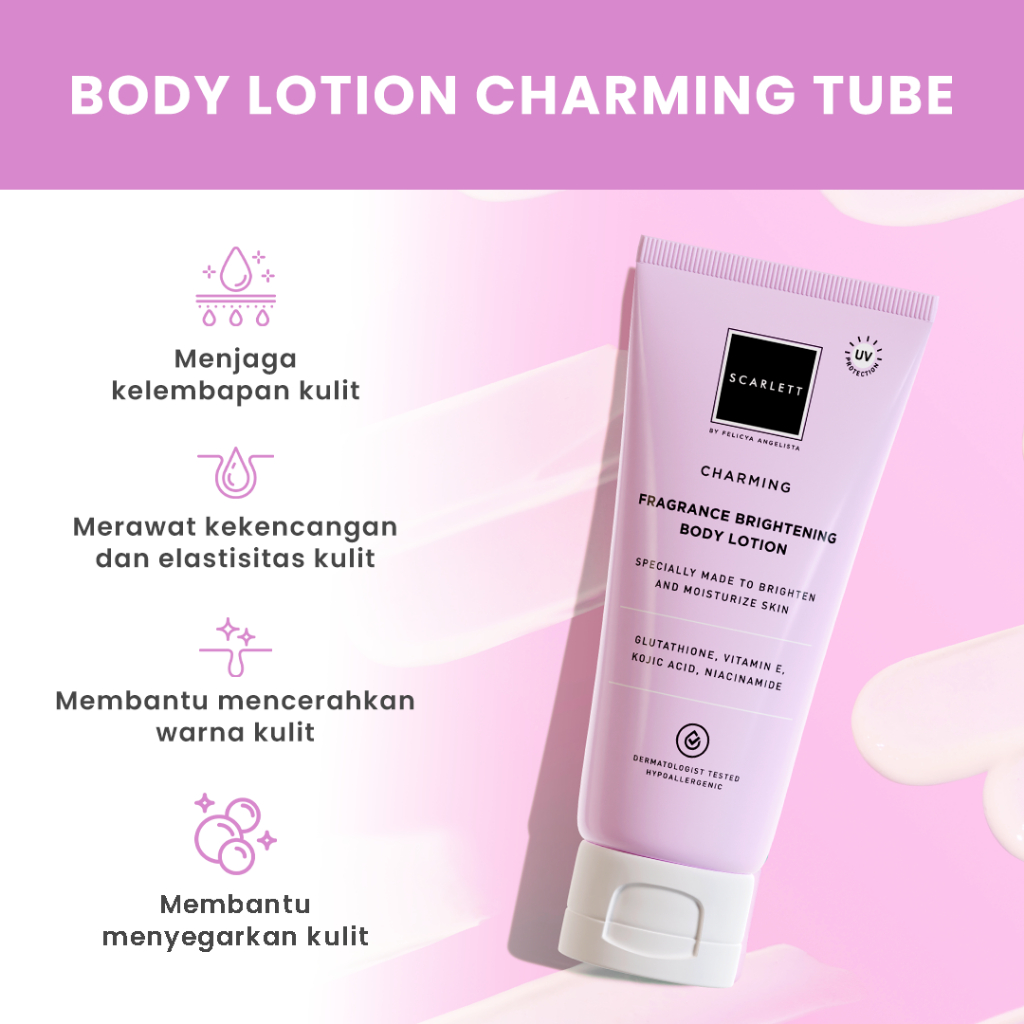 ❤ BELIA ❤ SCARLETT Whitening Body Lotion Tube Series 180mL | Fragrance Brightening | Jolly | Charming | Freshy | Romansa