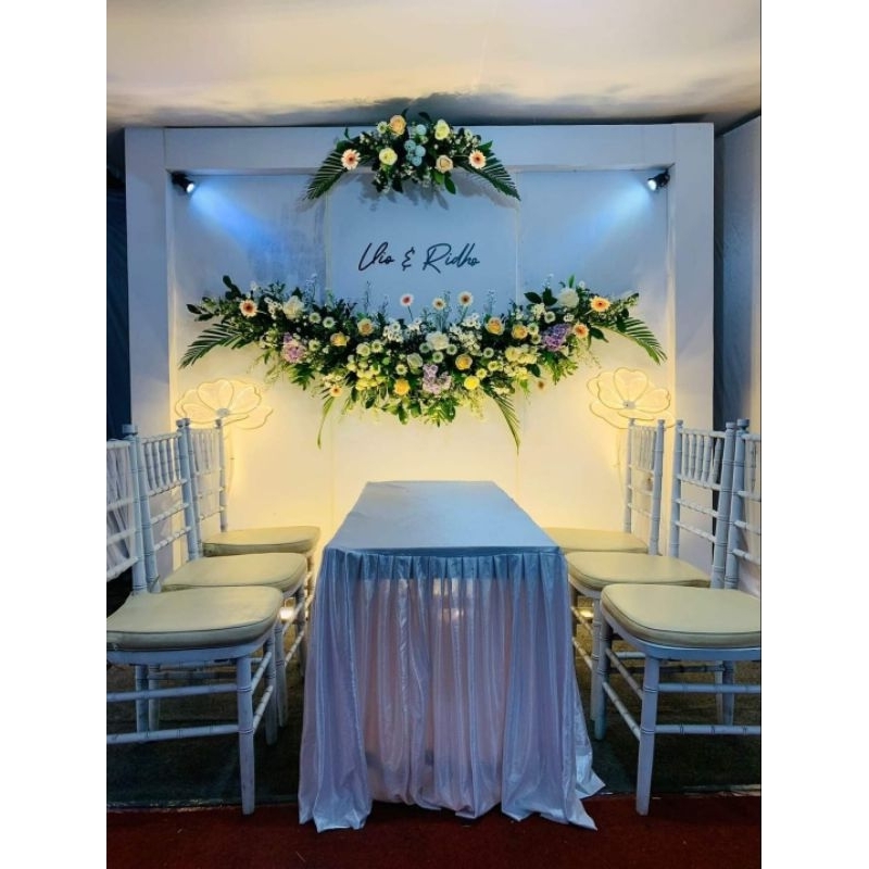 Paket Dekorasi Pelaminan Backdrop 3 meter + Kursi dan Meja Akad