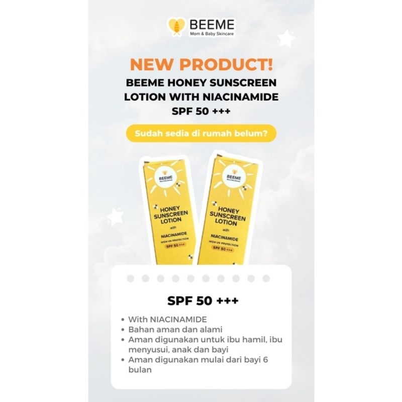 ✨MITRA RESMI✨ Beeme Honey Sunscreen Lotion/Sunscreen Beeme/Beeme Malang/Moell Malang