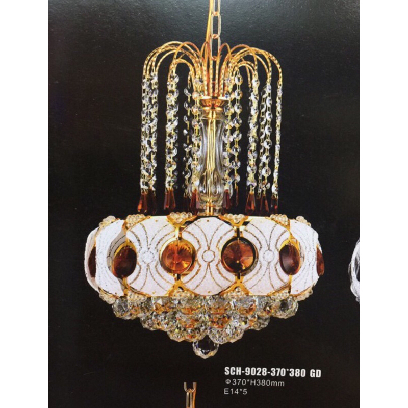 LAMPU HIAS GANTUNG KRISTAL KLASIK MODERN RUANG TAMU 5 LAMPU ELEGAN